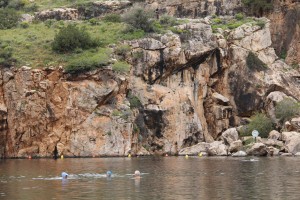 Enjoying the mineral enriched benefits of Lake Voulagmeni